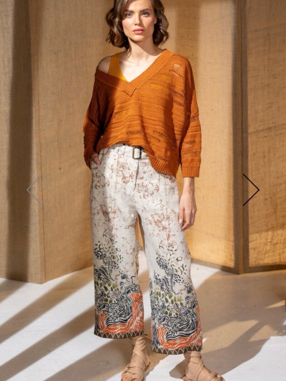 IVKO Linen Animal Print Wide Leg Pants Belted NWT S/M/XL